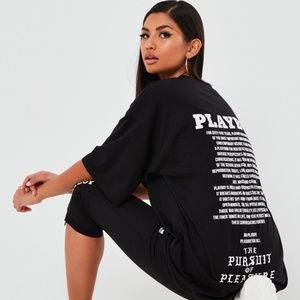 Playboy x missguided black graphic back t shirt